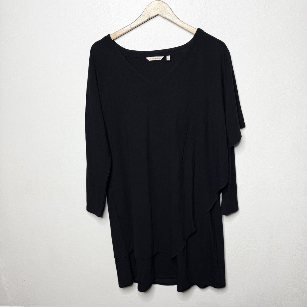 Soft Surroundings Marla Luxe Black Long Sleeve Asymmetric Dress Women's Large